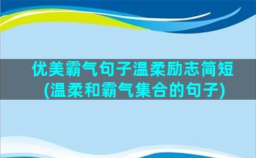 优美霸气句子温柔励志简短(温柔和霸气集合的句子)