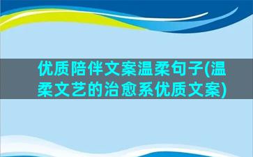 优质陪伴文案温柔句子(温柔文艺的治愈系优质文案)