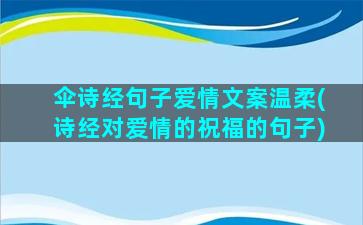 伞诗经句子爱情文案温柔(诗经对爱情的祝福的句子)