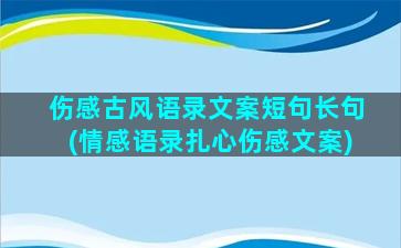 伤感古风语录文案短句长句(情感语录扎心伤感文案)