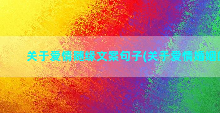 关于爱情随缘文案句子(关于爱情婚姻的文案)