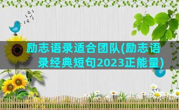 励志语录适合团队(励志语录经典短句2023正能量)