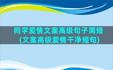 同学爱情文案高级句子简短(文案高级爱情干净短句)