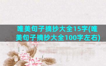 唯美句子摘抄大全15字(唯美句子摘抄大全100字左右)