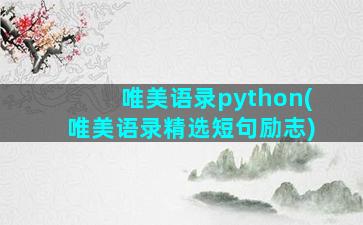 唯美语录python(唯美语录精选短句励志)