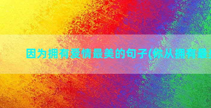 因为拥有爱情最美的句子(你从拥有最美爱情)