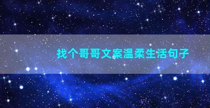 找个哥哥文案温柔生活句子