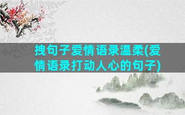 拽句子爱情语录温柔(爱情语录打动人心的句子)