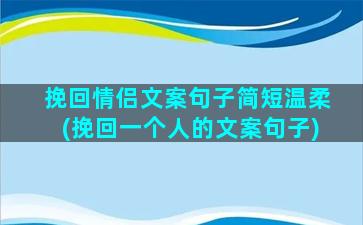 挽回情侣文案句子简短温柔(挽回一个人的文案句子)