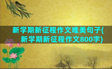 新学期新征程作文唯美句子(新学期新征程作文800字)