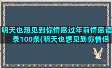 明天也想见到你情感过年前情感语录100条(明天也想见到你情侣头像)