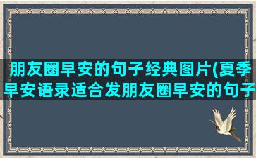 朋友圈早安的句子经典图片(夏季早安语录适合发朋友圈早安的句子)