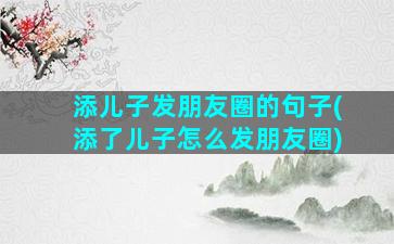 添儿子发朋友圈的句子(添了儿子怎么发朋友圈)