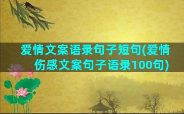 爱情文案语录句子短句(爱情伤感文案句子语录100句)