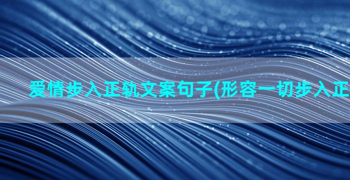 爱情步入正轨文案句子(形容一切步入正轨的文案)