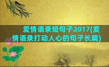 爱情语录短句子2017(爱情语录打动人心的句子长篇)