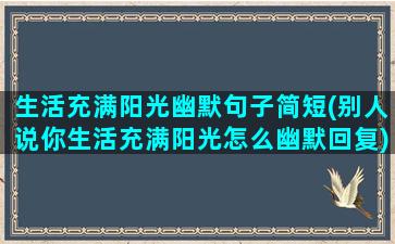 生活充满阳光幽默句子简短(别人说你生活充满阳光怎么幽默回复)