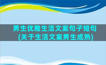 男生优雅生活文案句子短句(关于生活文案男生成熟)