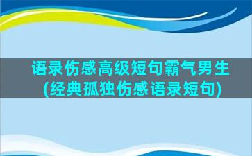 语录伤感高级短句霸气男生(经典孤独伤感语录短句)