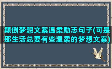 颠倒梦想文案温柔励志句子(可是那生活总要有些温柔的梦想文案)